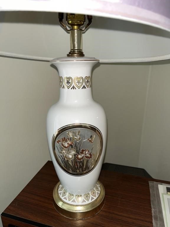 Vintage Japanes Art of Chokin 24K Gold Lamp