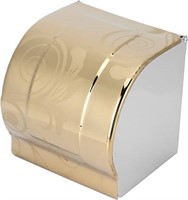 Toilet Paper Holder with Cover Golden Stainless St