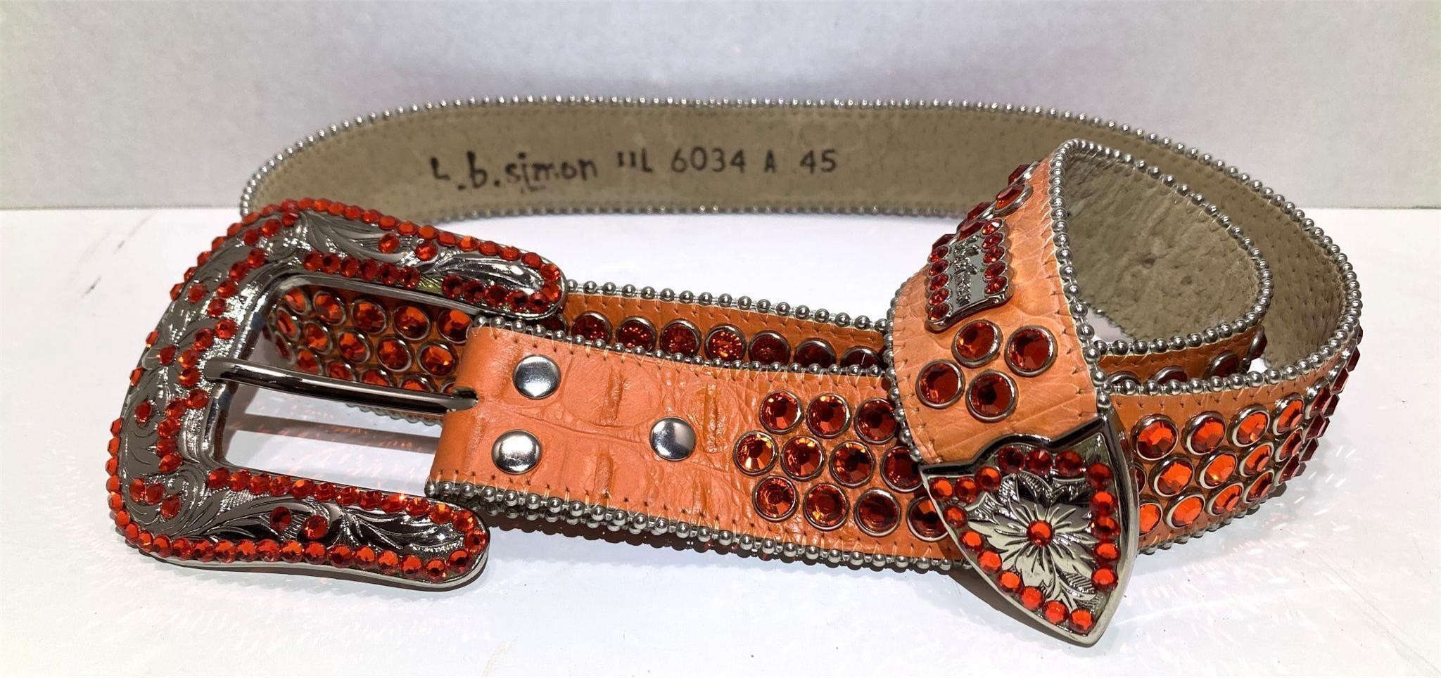 BB Simon Orange Western Rhinestone Belt