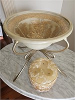 Ceramic Bowl, Stand & Candle