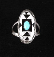 Navajo Sterling Silver Turquoise Shadowbox Ring