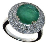 14kt Gold 5.42 ct Emerald & Diamond Ring