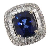 14k Gold 9.37 ct Sapphire & Diamond Ring