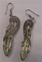 Vintage Sterling Crystal Drop Earrings - Tested