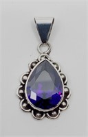 Sterling Silver Pendant set with Blue Stone