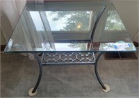 Glass Top & Metal Base Side Table