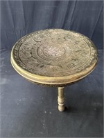 Vintage hand-made pierced brass Moroccan stool