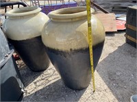 2 Large Brown and Tan Vases