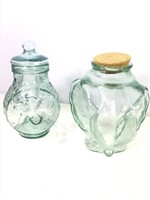 Two Large Animal Themed Glass Jars