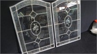 2 LEADED GLASS WINDOWS, 15.25 X 23.5" EACH