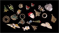 Vintage Holiday and Costume Brooches (22 pcs)