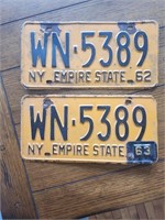 Set of license plates NY 1962 - 63