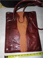 Vtg HR VIVALEE Red/Maroon Croco Embossed Leather