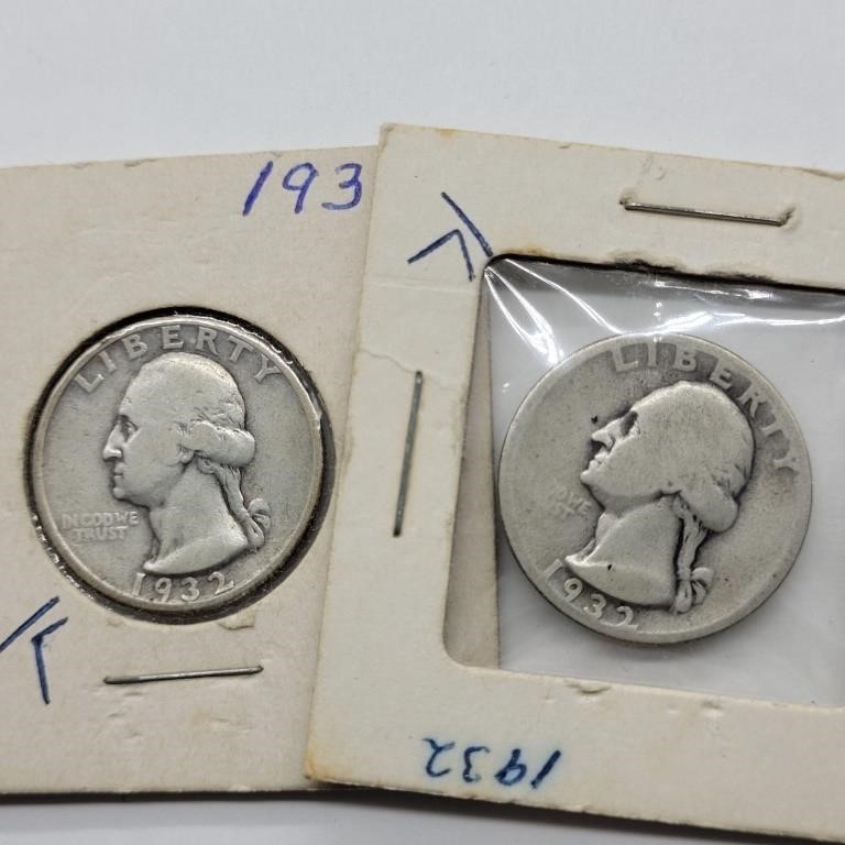 2- 1932 SILVER WASHINGTON QUARTERS