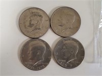 (4) Kennedy Half Dollars: 1971, 1972, 1973,