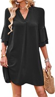 Women Casual Short Ruffles Sleeve Sundress-XL