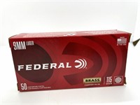 (50) Rounds 9mm, Federal 115 gr RN FMJ