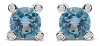 18k Wgold 4.85ct Topaz & Diamond Stud Earrings