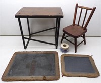Old Doll Chair & Table, 2 Chalk Boards