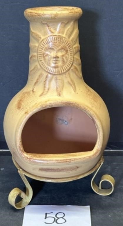 Medalla small clay chimenea, sun medallion