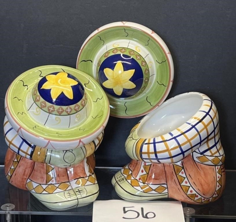 (2) WCL Mexican Painted Pottery jars