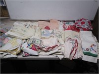 Large Lot of Vintage Linens, Table Cloths,