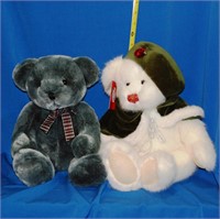(2) Stuffed Bears, White and Green