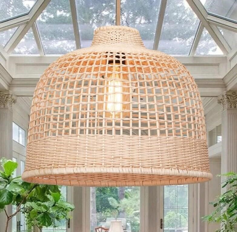 Rattan Woven Pendant Fixture, Handmade Bamboo