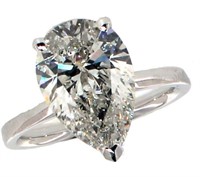 14k Gold 4.01 ct Pear Shape Lab Diamond Ring