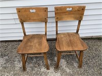 Solid Maple Wooden Chairs Vintage