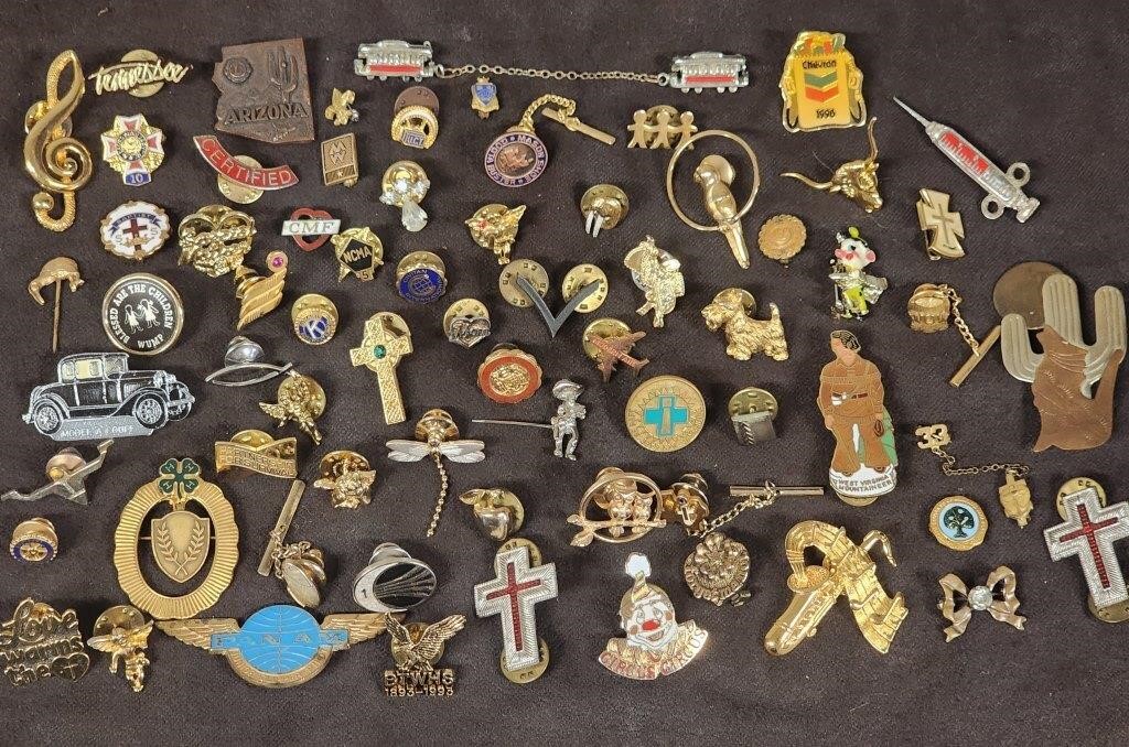 Large Assortment of Pins / Tie Tacs & More