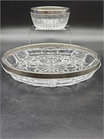 Silver Rimmed. Divided Tray marked England