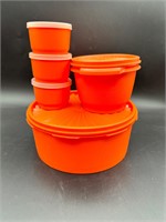 Vintage Orange Servalier set of 5 w/Original Lids