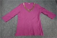 Coldwater Creek Sequin Neckline Shirt Size Small