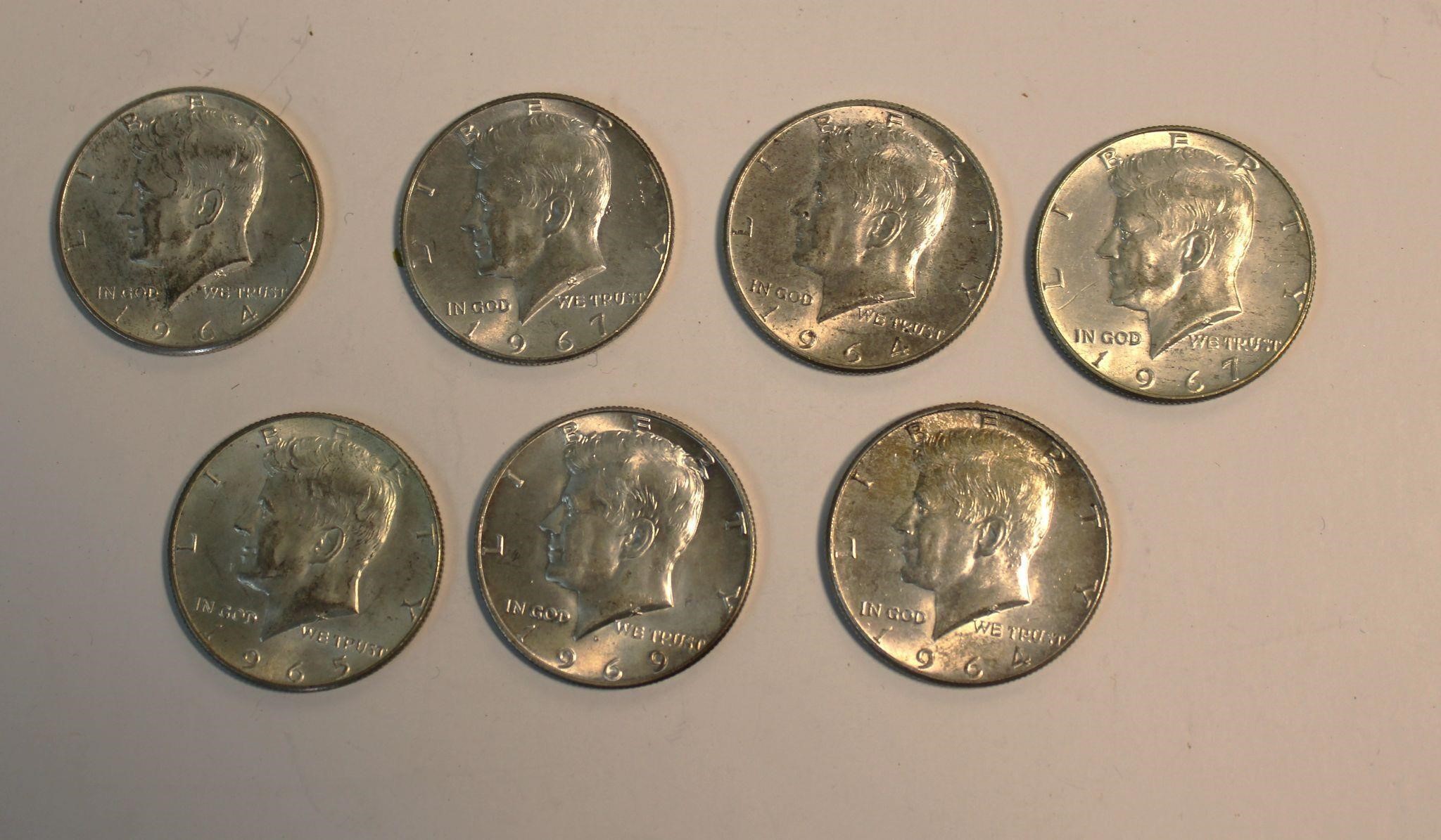 Kennedy Half Dollar Coins set of 7