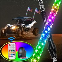 Nilight 2PCS 3FT Spiral RGB Led Whip Light