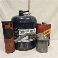 Vintage Galvanized Oil Can, Welded Steel Can