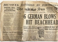 WWII 1944 The Sun Original Vintage Newspaper