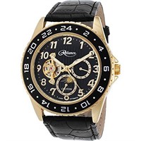 Croton Mens Auto WATCH Leather - Black/Gold Tone