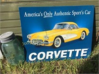 Vintage style tin "Corvette" sign
