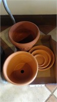 (3) Terracotta Planters w/ Plates Lot