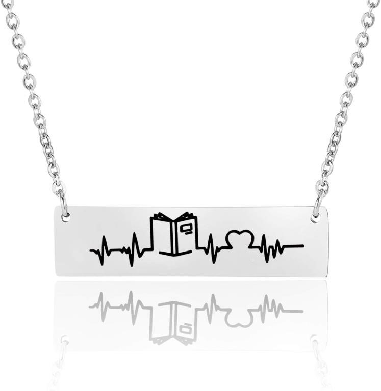 Book Lover Heartbeat Necklace