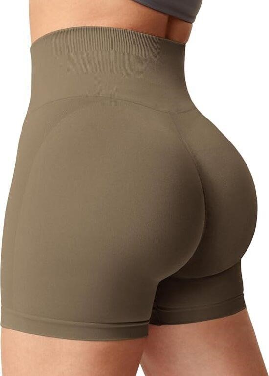 YEOREO Women Seamless Scrunch Workout Shorts-S