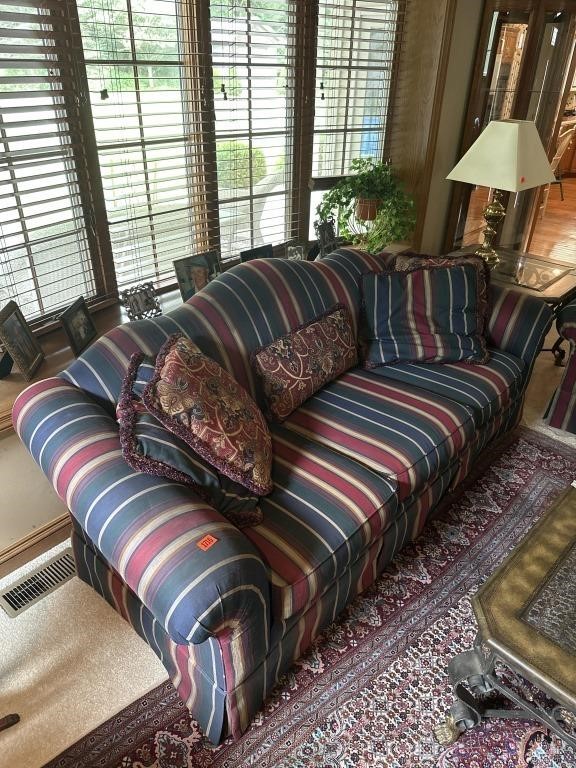 Sherrill Striped Couch with Pillows