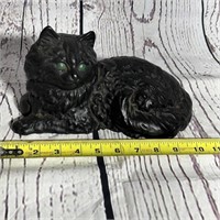 Cast Iron Black Cat with green eyes Doorstop