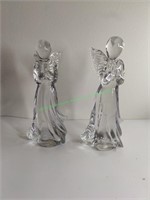 Two Enesco Clear Glass Angels