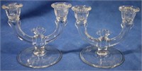 Pair Paden City 2 light candlesticks