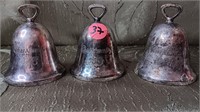 Lot of Three Silver plate Christmas Bells dated -