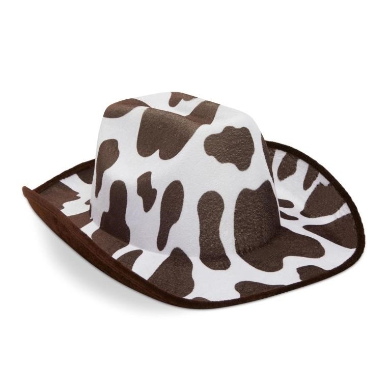 zodaca Brown and White Cow Print Western Cowboy Ha