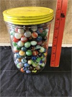 Vintage marbles in jar, hard plastic marble,